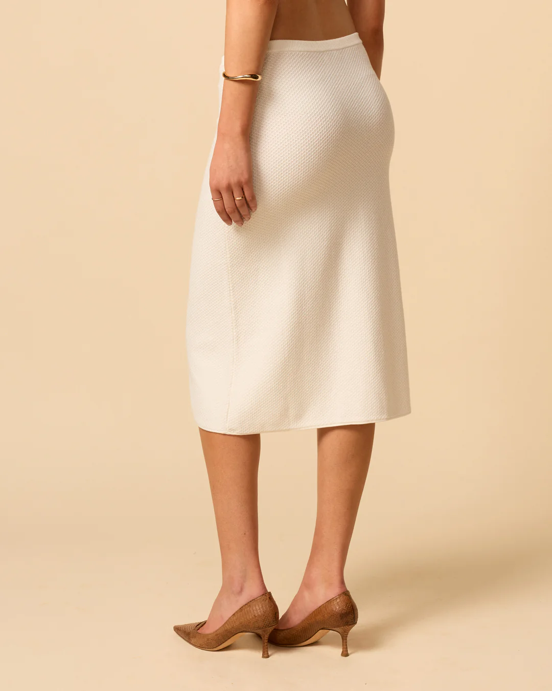 Faye Knit Midi Skirt | Bianco - Image 4