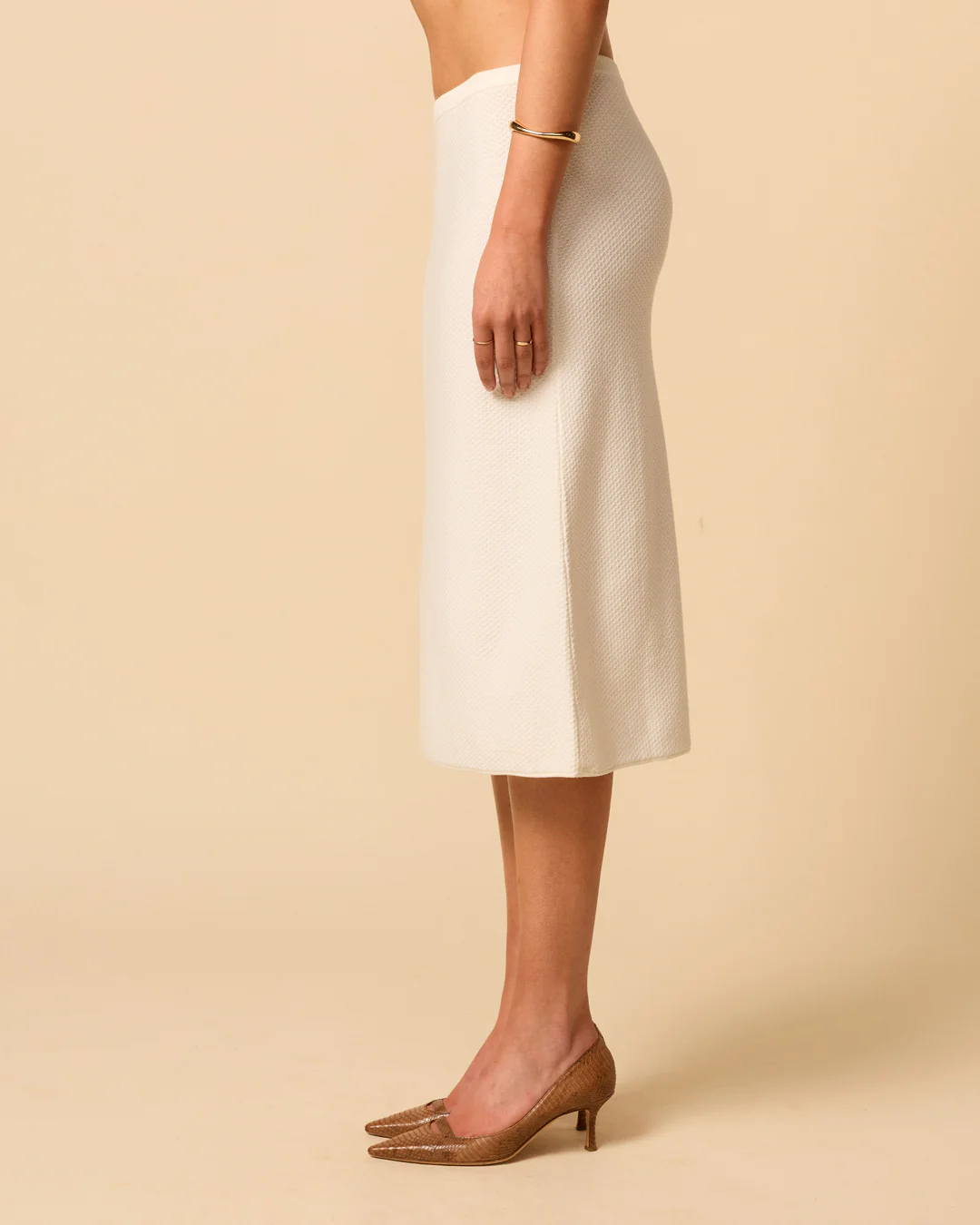 Faye Knit Midi Skirt | Bianco - Image 5