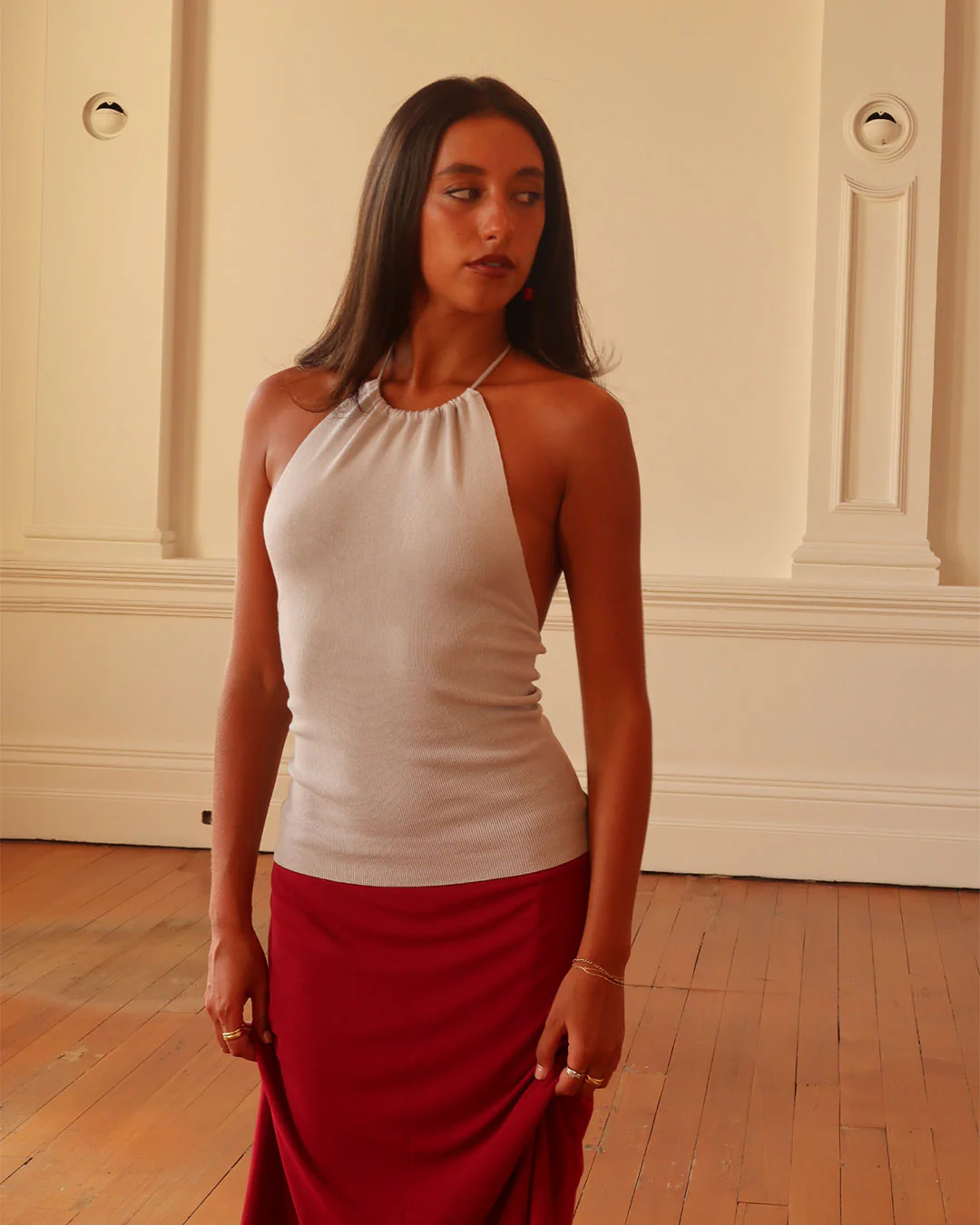 Harper Knit Halter Top | Stone - Image 4