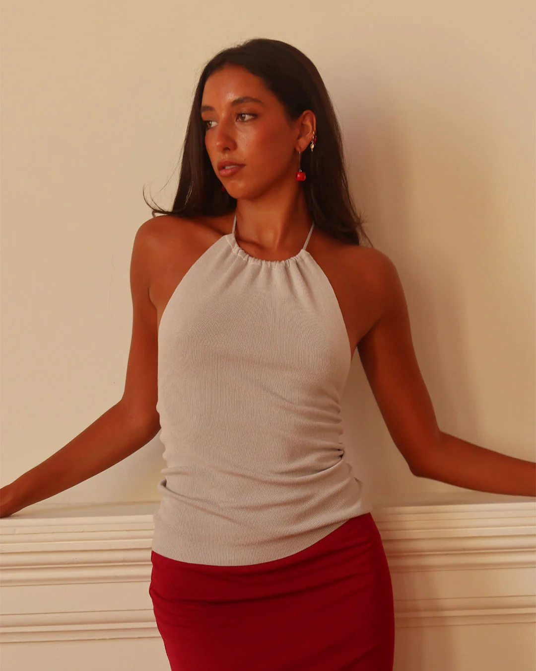 Harper Knit Halter Top | Stone - Image 9