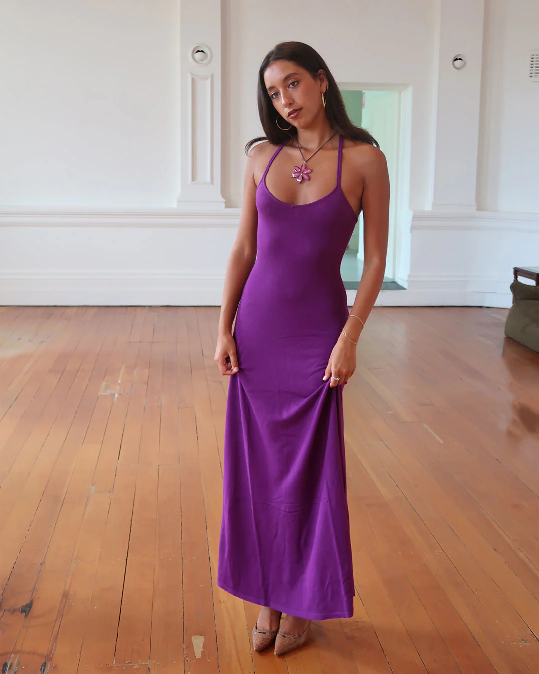 Madeline Maxi Knit Dress | Grape - Image 4